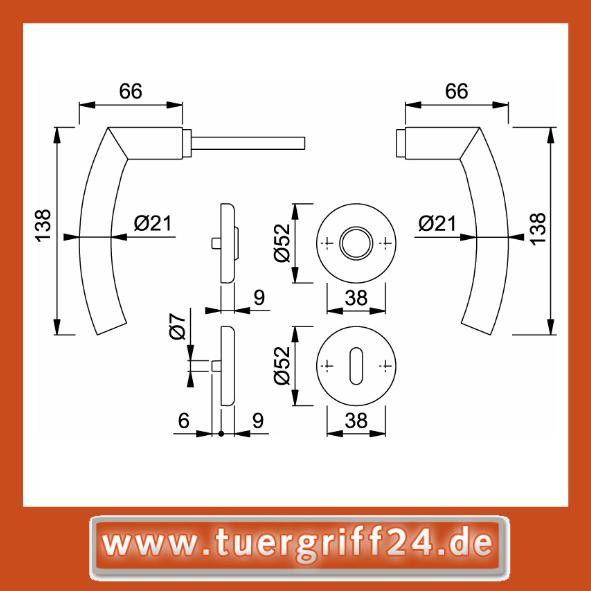 Hoppe Narvik Edelstahl F69 Rosettengarnitur WG Wechselgarnitur E1430ZP/17KV/17KVS